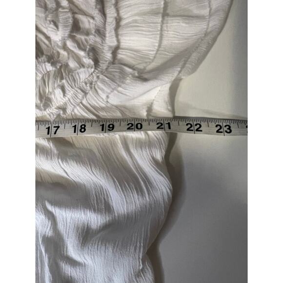 Anthropologie Maeve Short Sleeve Ruffle Yoke Blouse in White - Picture 7 of 11